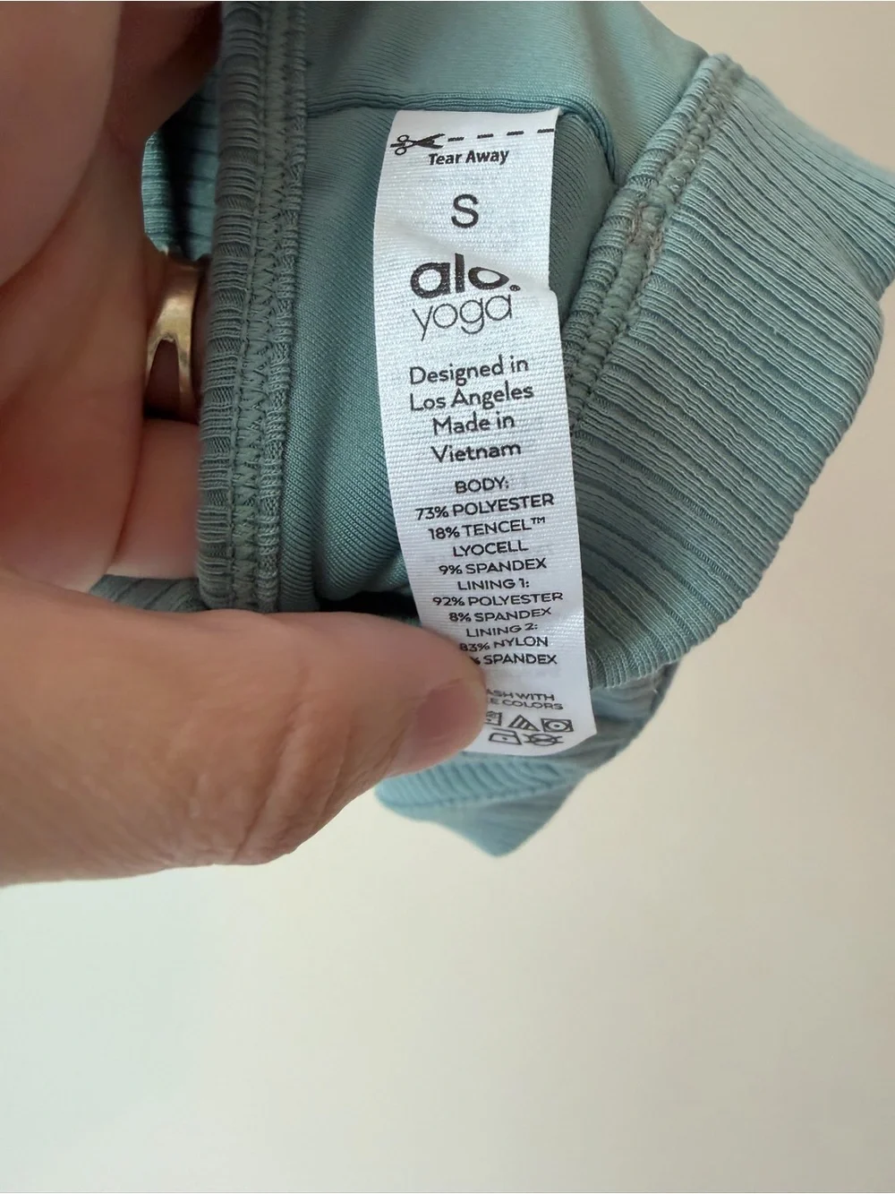 Alo Yoga Ribbed Blissful Bra Sz S Blue Skies Racerback VGUC